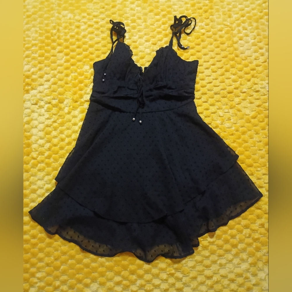 SHEIN Elegant Black Textured Dress